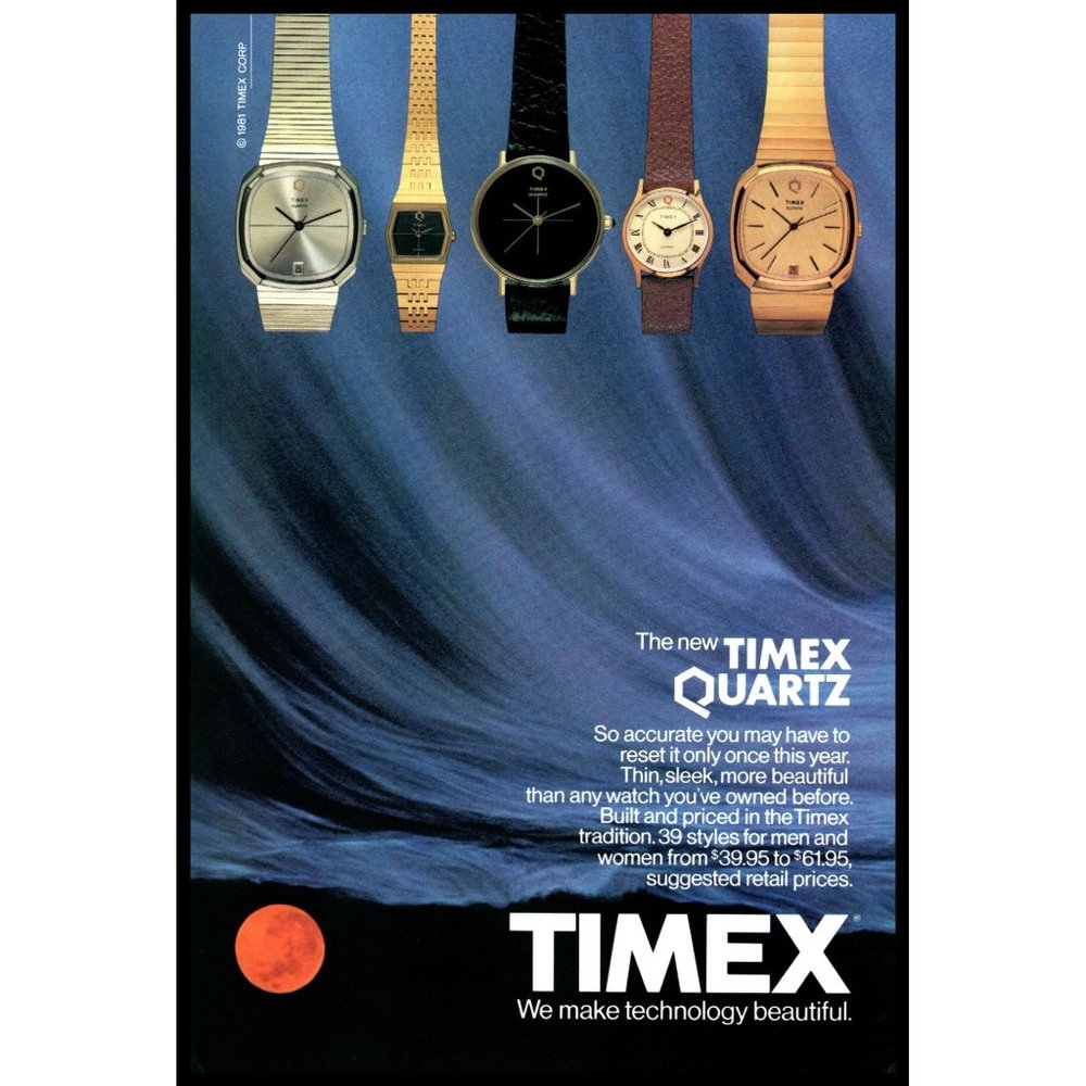 1981 Timex Quartz Watch Watches Vintage Print Ad Technology Beautiful Wall Art